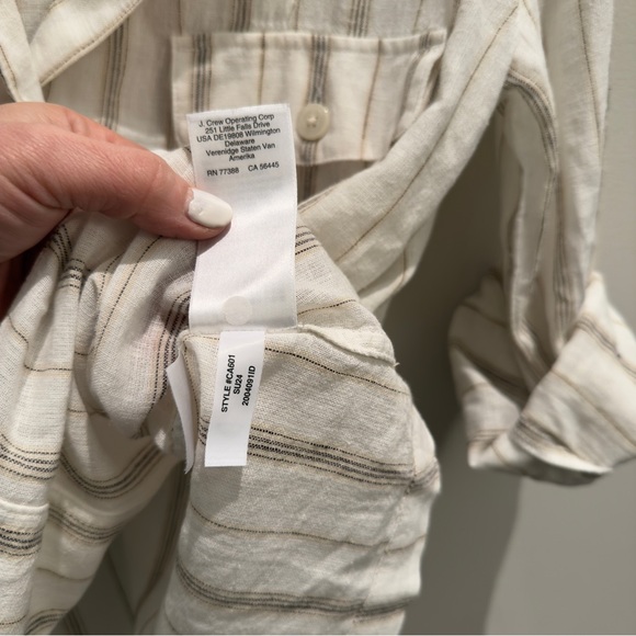 J. Crew Cream Camp-collar Shirt In Stripe Featherweight Linen Blend Size 00 - Picture 7 of 8
